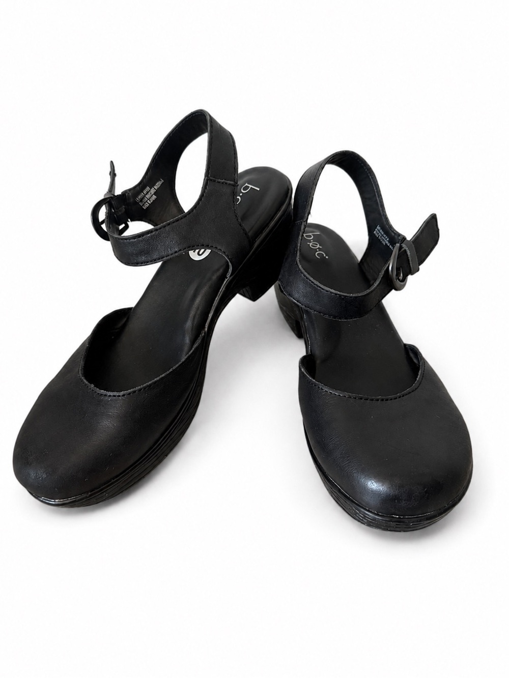 b.o.c. Born Concept Black Leather Slingback Platform Clogs Mary Jane’s sz 10